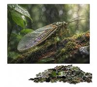 Green Insect on Tree Bark Puzzle Adulte en Bois, Loisir, 300 pièces | À la maison : Cadeau puzzle - zones du motif lisibles pour les parties détaillées à la maison.