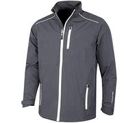 Green Island Golf IGJKT1723 Mens avec Fermeture éclair imperméable Coupe-Vent Pluie Respirante Veste de Sport, Charbon/Blanc, X-Large