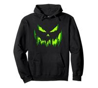 Green Jack O Lantern Visage de Citrouille Effrayant sculpté Halloween Sweat à Capuche