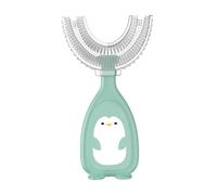 Green Kids Brosse à dents en silicone en forme de U Taille L, Brosse à dents pour bébé pour le nettoyage de la bouche, Tête en gel silice, Soins bucco-dentaires pour tout-petits