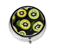Green Kiwia Petite boîte à médicaments à trois compartiments qui peut être placée dans votre poche ou votre sac à main et peut stocker des vitamines.