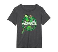 Green Lantern Glow T-Shirt, Femme Grandes Tailles, Chiné Foncé, 1X