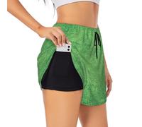 Green Lawn Short de sport d'été pour femme Loisirs quotidiens Jogging cyclisme exercice en plein air, Noir , M Grande longueur