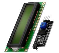 Green LCD Display Module HD44780 16x2 with I2C Interface 2x16 Characters Black Color Compatible with Arduino and Raspberry Pi Including E-Book!