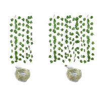 Green Leaf Guirlande de lierre artificiel en rotin avec 20 LED Alimentation USB 2 m Pour fête de mariage, Noël, vacances, terrasse, décoration intérieure ou extérieure