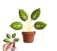 Green Leaf Magnet Pack, Mini Plant Fridge Accessories Kit, 1.97 inches Secure Grip with Decorative Planter Form, Durable Acrylic Magnetic Build, Nature Inspired Home Style for Whiteboard Office Use