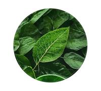 Green Leaf Nature Tapis de souris rond de 20,3 cm - Parfait pour le travail, les jeux et l'étude - Bords cousus pour ordinateur personnel, bureau