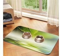 Green Leaf Reflecting in River Water,Waterproof Pet Feeding Mat,PU Leather Placemats for Cat Dog Water Bowl,Food Mats,30x45cm