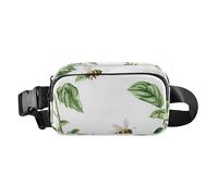 Green Leafs Sac à bandoulière mignon pour femmes, hommes, adolescents, résistant à l'eau, avec sangle réglable pour l'entraînement, la course à pied, la randonnée, Feuilles vertes, 1 size