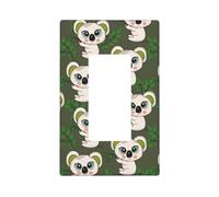 Green Leafy Big Eyes Koala Plaque murale 1 gang de taille moyenne 12,7 x 7,6 cm - Couvercle décoratif pour interrupteur - En polycarbonate thermoplastique