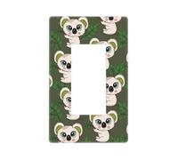 Green Leafy Big Eyes Koala Plaque murale 1 gang sans vis Taille standard 11,7 x 7,1 cm Couvercle décoratif pour interrupteur en polycarbonate thermoplastique