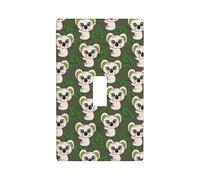 Green Leafy Big Eyes Koala Plaque murale 1 gang Taille standard 11,4 x 7 cm, couvercle décoratif pour interrupteur à bascule, couvercle de prise de courant en polycarbonate thermoplastique