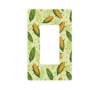 Green Leaves - Couvre-plaque murale en forme de maïs mignon - 1 gang - Plaques murales sans vis - Taille standard - 11,7 x 7,1 cm - Couvercle décoratif pour interrupteur - En polycarbonate
