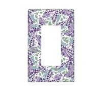 Green Leaves Lavande Flowers Plaque murale 1 gang Taille standard 11,2 x 6,9 cm Couvercle décoratif pour interrupteur en polycarbonate thermoplastique