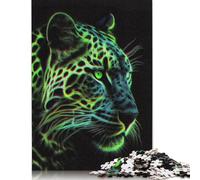 Green Leopard Neon Rompecabezas Imposible,desafío for Adults Juego Educativo 1000 Piezas Obra De Arte De Juego De Para Adultos, Regalos A Partir De 14 Años 1000pcs (75x50cm)