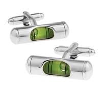 Green Level Meter Cufflinks for Men, Unique Tool-Themed Cuff Buttons for Business Shirts & Formal Attire