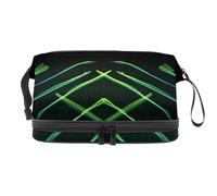 Green Lighten Trousse à maquillage double couche pour femmes et filles, trousse de toilette de voyage, trousse de maquillage pratique avec compartiment à brosse, multicolore, 27x15x14 cm/10.6x5.9x5.5