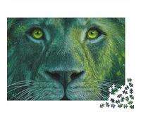 Green Lion Art Print Puzzle 1000 Pieces Cadeau Unique Jeu Éducatif Défi Jouet À De Qualité Supérieure Peinture Art pour Adultes Et Enfants À Partir De 14 Ans 38x26cm/1000pcs