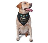 Green Lion Golden Stiggi Style Crack Printed Graphic Pet Triangle Écharpe pour chiens et chats, bandana mignon réglable pour animaux de compagnie et séances photo