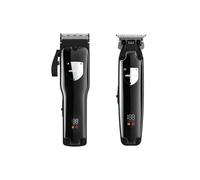 Green Lion Pro Trim Duo Tondeuse à cheveux 9 en 1, batterie de 2000 mAh et 6800 tr/min, capacité de batterie de 1500 mAh et 7200 tr/min, écran numérique, étui de transport, levier conique - Noir