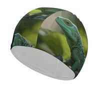 Green Lizard Bonnet de bain haute élasticité pour homme et femme Durable Imperméable Garde les cheveux au sec Parfait pour la piscine, la plage, la natation