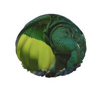 Green Lizard Bonnet de douche réutilisable et imperméable avec bande élastique lavable pour cheveux longs