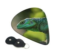 Green Lizard Lot de 6 médiators en celluloïd de 0,71 mm d'épaisseur avec support en cuir, médiators personnalisés pour basse, guitare électrique, acoustique, cadeau pour les amateurs de guitare