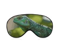 Green Lizard Masque de sommeil pour homme et femme avec sangle réglable - Doux et respirant - Occultant - Antidérapant - Essentiels de voyage