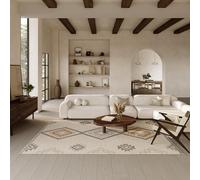 green looop Tapis en laine vierge fait à la main avec design géométrique pour salon, chambre et bureau - Jong (160 x 230 cm, naturel)