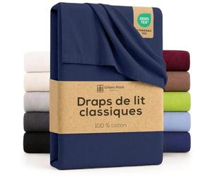 Green Mark Drap Plat 100% Coton - Drap Classique sans élastique, Doux pour la Peau, Facile d’Entretien, Lavable à Haute température - Bleu Marine - 180x275 cm