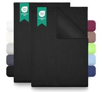 Green Mark Draps Classiques - Lot de 2 draps Plats en 100 % Coton, sans Coins élastiques, Doux pour la Peau, faciles d'entretien, lavables à Haute température - Noir - 150x250 cm