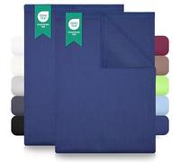 Green Mark Draps Classiques - Lot de 2 draps Plats en 100 % Coton, sans Coins élastiques, Doux pour la Peau, faciles d'entretien, lavables à Haute température - Bleu Marine - 240x275 cm