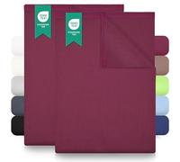 Green Mark Draps Classiques - Lot de 2 draps Plats en 100 % Coton, sans Coins élastiques, Doux pour la Peau, faciles d'entretien, lavables à Haute température - Rouge Bordeaux - 240x275 cm