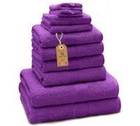 Green Mark Lot de 10 Serviettes 100% Coton - 4 de Main 50×100, 2 de Douche 70×140, 2 d’invités 30×50 et 2 Gants de Bain - Lilas