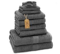 GREEN MARK Textilien NatureMark - Lot de 10 Serviettes en éponge, 100% Coton, Gris Anthracite