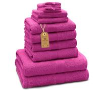 Green Mark Lot de 10 Serviettes 100% Coton - 4 de Main 50×100, 2 de Douche 70×140, 2 d’invités 30×50 et 2 Gants de Bain - Rose