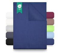 GREEN MARK Textilien Drap plat classique - Drap plat en 100 % coton, sans caoutchouc, doux pour la peau, facile d'entretien, lavable à haute température - Bleu marine - 140 x 200 cm