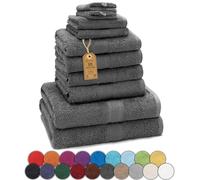 GREEN MARK Textilien NatureMark - Lot de 10 Serviettes en éponge, 100% Coton, Gris Anthracite