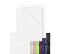 GREEN MARK Textilien Lot de 2 draps classiques 100 % coton sans élastique Plusieurs tailles et couleurs Taille : 180 x 275 cm, blanc