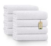 NatureMark Lot de 8 Serviettes de Toilette en Tissu éponge, 100% Coton, 50 x 100 cm, Blanc