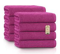 NatureMark Lot de 8 Serviettes de Toilette en Tissu éponge, 100% Coton, 50 x 100 cm, Rose