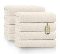 GREEN MARK Textilien NatureMark Serviettes - Lot de 8 pièces - 100% Coton, Douces et Ultra-Absorbantes, Qualité Premium pour Salle de Bain, Spa et Salle de Sport, 50 × 100 cm, Naturel/Crème
