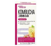 Green Monster Kombucha Fruit de la Passion 10x5g - Boisson de thé fermenté en sachets - Sans sucre - À mélanger avec 200 ml d’eau - Pratique à emporter - Produit de Corée