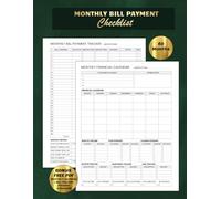 Green Monthly Bill Payment Checklist: 60 Month System with FREE Monthly Calendar & Bill Tracker PDF For Reprints