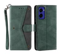 (Green, Multicolor) For Motorola Moto G05 4G Leather Case Splicing Stitching Wallet Stand Phone Cover with Strap - Green
