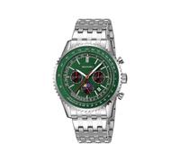 (Green, Multicolor) SKMEI 9348 Multifunctional Quartz Watch Three Small Dials Stainless Steel Band Waterproof Watch