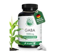 Green Naturals GABA 1 500 mg par jour - 180 gélules | Issu de fermentation de maïs · Vegan · Sans additifs · Cure de 3 mois