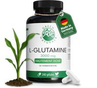 Green Naturals L-Glutamine 3 000 mg par jour - 240 gélules | Forme libre issue de fermentation · Vegan · Sans additifs · Cure de 2 mois