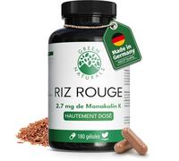 Green Naturals® Levure de Riz Rouge - Haute dose: 2,7 mg de Monakoline K par gélule - Riz rouge fermenté - Réserve pour 6 mois (180 gélules végétaliennes)