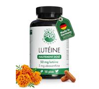 Green Naturals® Lutéine - Hautement dosée 50 mg de lutéine & 5 mg de zéaxanthine issus de 250 mg d’extrait naturel de tagète (Tagetes erecta) - 180 gélules (6 mois)